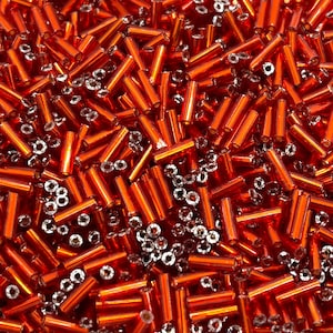 Bugle Bead 98-20-10 Diy Bugle Beads 6mm Silver Lined Ruby Red 10 grams Diy Beads