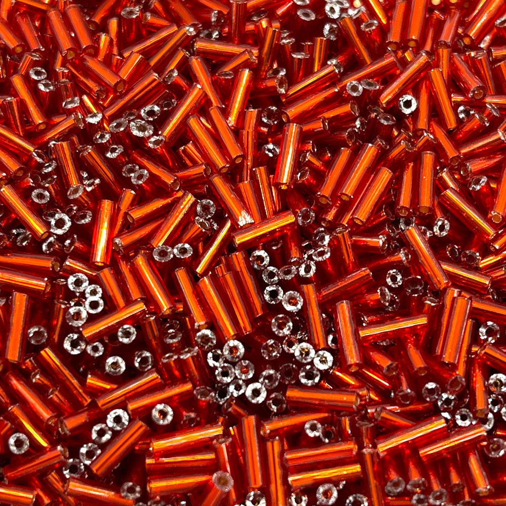 Bugle Bead 98-20-10 Diy Bugle Beads 6mm Silver Lined Ruby