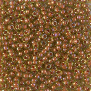 Seed Bead 8-345 Miyuki Seed Beads Size 8/0 Salmon Lined Peridot Luster - Sold 10 grams - Diy Beads Store