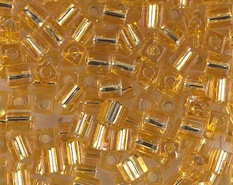 Perle Carrée SB-3 Perles Miyuki Carrées Taille 4mm Argent Doublé Or Vendu 10 grammes - Boutique de perles et de bricolage