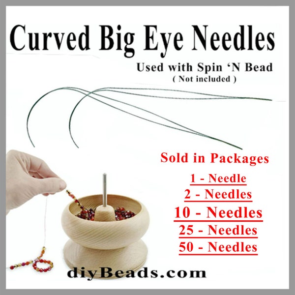 Big Eye Curved Beading Needles, Sold in packages of 1 TO 50 needles ( For use with a Bead Spinner ) 3.5 inches - diyBeads