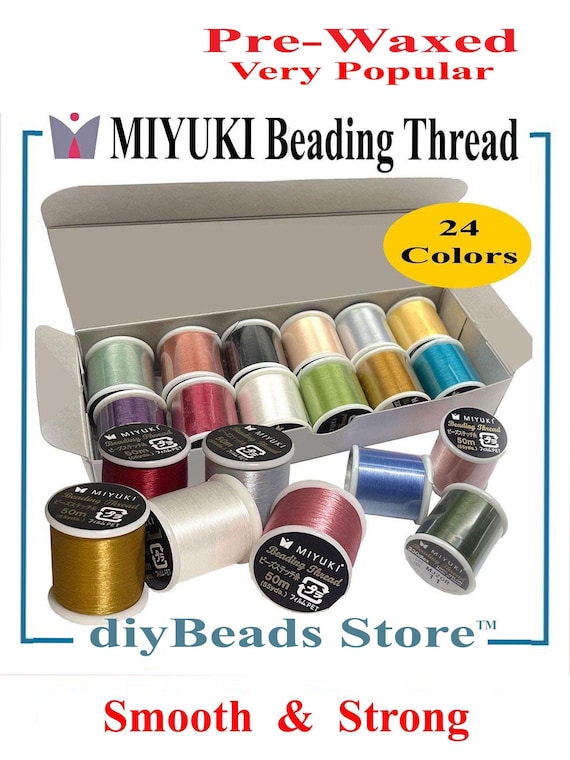 Miyuki Beading Thread Pre-waxed size "B",  (55 yards), 24 colors, 330 DTEX / 0.203mm / 0.012" - diybeads