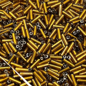 Bugle Bead 98-14-10 Diy Bugle Beads 6mm Silver Lined Dark Amber 10 grams Diy Beads