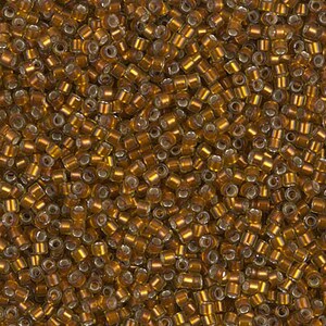 May include: A close-up view of a large quantity of small, round, gold-colored glass beads. The beads have a metallic sheen and are arranged in a random pattern.