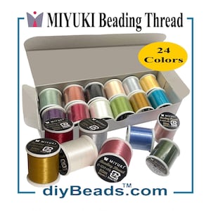 Miyuki Beading Thread Pre-waxed size "B" beading thread 50m (55 yards), 24 colors,  Thread Size: 330 DTEX / 0.203mm / 0.012", diyBeads.com