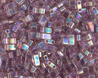 Half Tila Bead HTL-256 Miyuki Half Tila Beads Transparent Smoky Amethyst AB 10 grams  diy beads