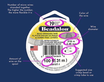 Beadalon Fil De Cordage Pour Perles De Couleur Or 19 Brins De