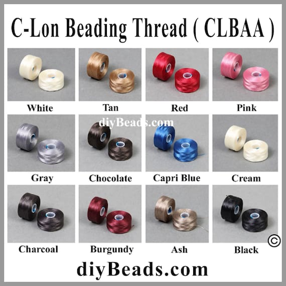 C-Lon Nylon Beading Thread CLBAA - Size AA ( Industry Size TEX 35 ) - 75  yards per Bobbin - Sold 1 Bobbin - Diy Beads