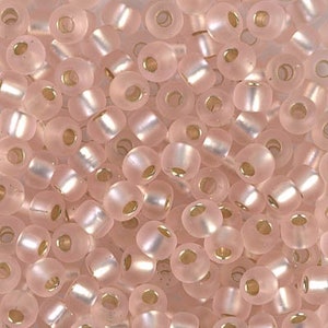 Seed Bead 6-23F - Miyuki Seed Beads 6/0 Matte Silver Lined Light Blush 20 grams - Diy Beads