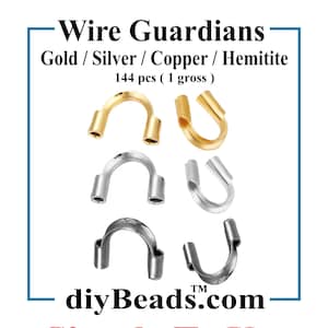 WIRE GUARDIANS .022 in ( ID. 0.56 mm) - Choose From Silver Plated, Gold Plated, Copper Plated or Gold Filled - Diy Beads