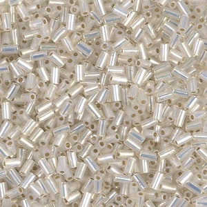 BGL1-551 Miyuki Bugle Beads 3mm Gilt Lined Opal 8.5 grams diy beads