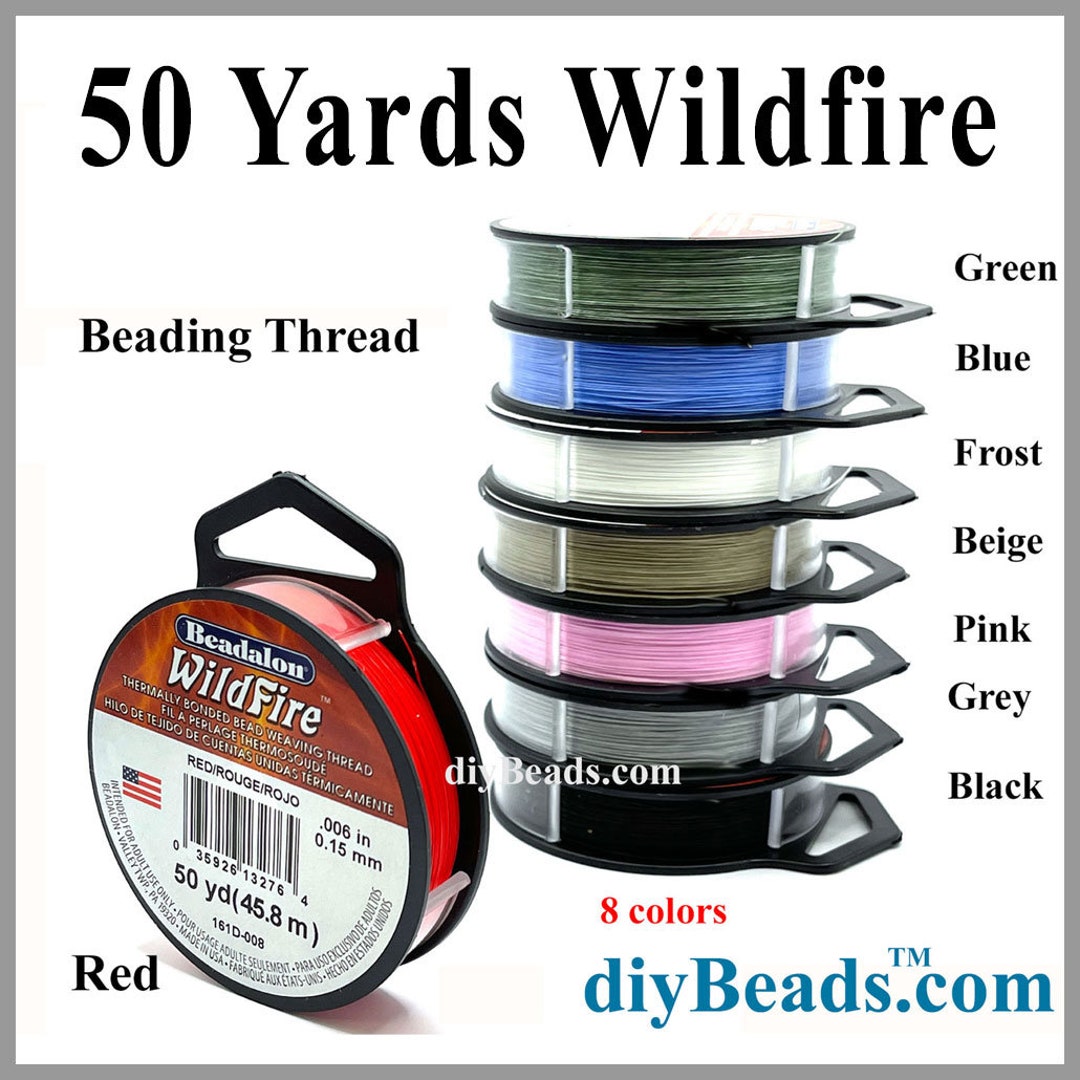 WILDFIRE 50 YARD SPOOLS Beadalon Wildfire .006 In. 15mm Thermally Bonded  Bead Weaving Thread Many Colors Available Diy Beads 