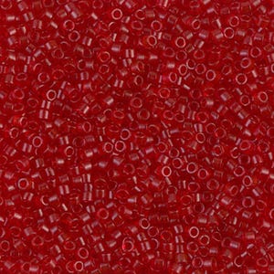 DB0774 Dyed Semi Frosted Transparent Red Size 11/0 Miyuki Delica Beads Sold 7.6 grams