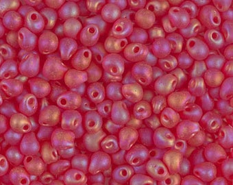 3.4mm Drop Beads Matte Translucent Tea Rose Miyuki 155F Drop Beads 12 Grams Small Teardrop Glass Seed Beads