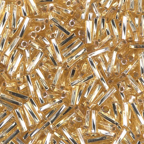 Twisted Bugle TW206-3 Miyuki Twisted Bugle Beads Size 2mm x 6mm Silver Lined Gold - Sold 7.5 grams - Diy Beads Store