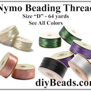 2 White Nymo Nylon Beading Thread Stringing Sz D 1584yds