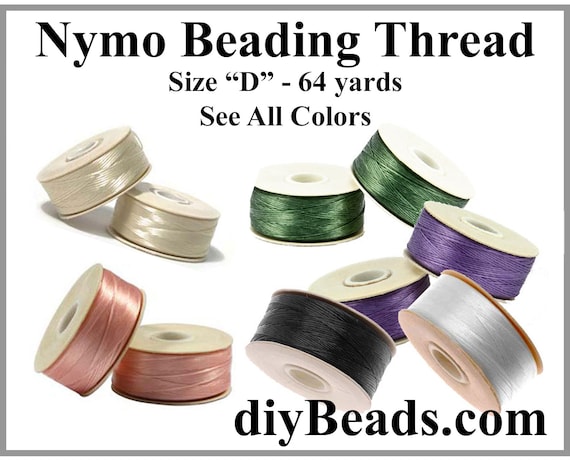 NYMO BEADING THREAD - Size "D" each Bobbin contains 64 yards  -  Sold per Bobbin - Many Colors - diy beads
