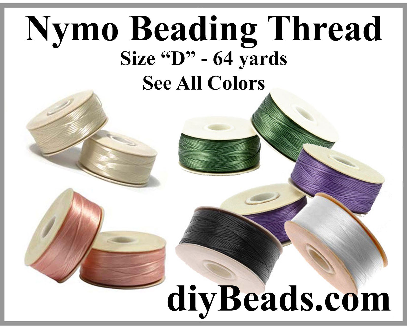 Nymo Nylon Beading Thread Size D for Delica Beads, Turquoise, Dark Blue & Silver, 3 Bobbin Set, 64 Yards Each