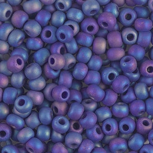 Seed Bead 6-414FR - Miyuki Seed Beads 6/0 Matte Opaque Cobalt AB 20 grams - Diy Beads