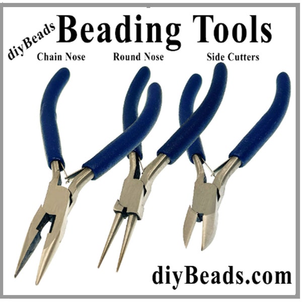 Beading Pliers - Tools for Jewelry making and Beading - Round nose, Chain nose with cutter , Side Cutters - diyBeads