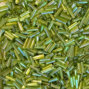 Bugle Bead 98-04-10 Diy Bugle Beads 6mm Rainbow Grass Green 10 grams Diy Beads