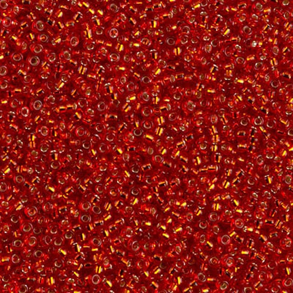 15-10, Miyuki 8.2g Silver Lined Flame Red 15-10, Miyuki 8.2g Silver Lined Flame Red