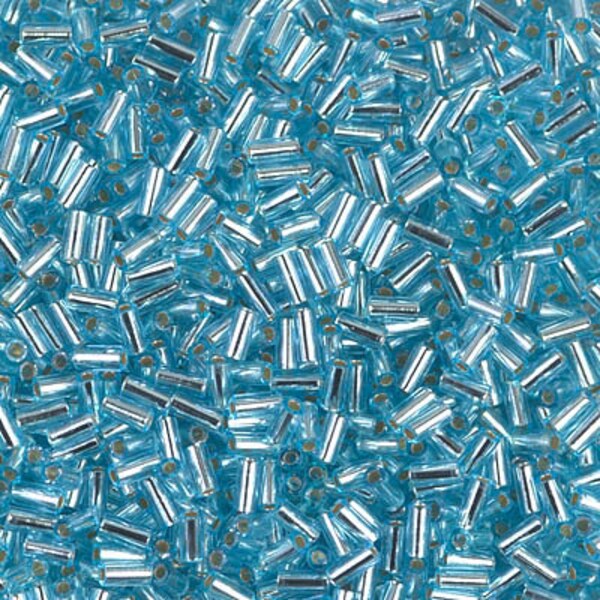 Bugle Beads 3mm Miyuki Bugle Beads BGL1-018 Silver Lined Aqua 8.5 grams  diy beads