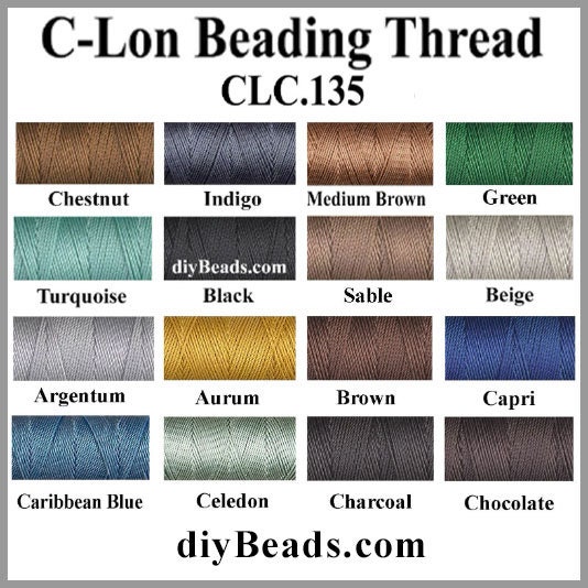 C-Lon CLC 135 Fine Weight Nylon Bead Cord - Industry Size TEX 135 - Approx  50 yards or 136 yards per Bobbin - Sold 1 Bobbin - Diy Beads