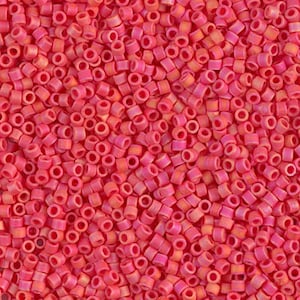 DB0873 Matte Opaque Vermillion Red AB Size 11/0 Miyuki Delica Beads Sold 7.6 grams diy Bead