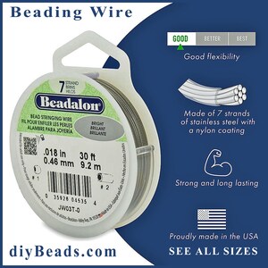 BEADALON BEADING WIRE - 7 strand Beadalon Beading Wire - Nylon coated stainless steel wire - diybeads.com