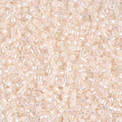 DB0052 Pale Peach Lined Crystal AB 11/0 Miyuki Delica Bead 7.6