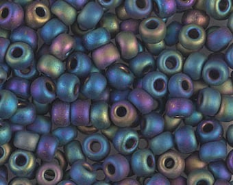 6-401FR Miyuki Seed Beads 6/0 Matte Black AB 20 grams