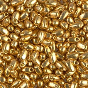 LDP-4202 Miyuki Long Drop Beads Size 3mm x 5.5mm Duracoat Galvanized Gold Sold 10 grams