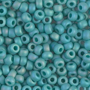 Seed Bead 6-412FR - Miyuki Seed Beads 6/0 Matte Opaque Turquoise Green AB 20 grams - Diy Beads