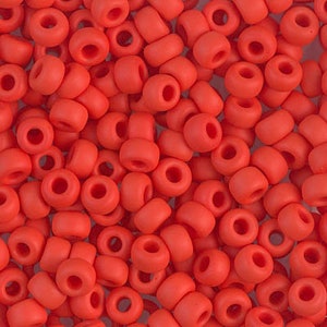 Seed Bead 6-407F - Miyuki Seed Beads 6/0 Matte Opaque Vermilion Red 20 grams - Diy Beads