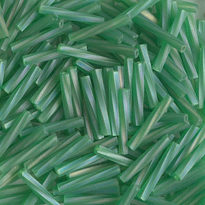 Twisted Bugle TW2012-146FR Miyuki Twisted Bugle Beads 2mm x 12mm Matte Transparent Green AB 12 grams Diy Beads