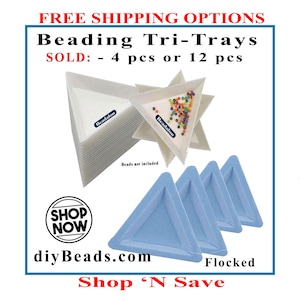 Beadalon Tri-Trays, (Triangle Shaped) Sold in 12 pcs White or 4 pcs Flocked diyBeads