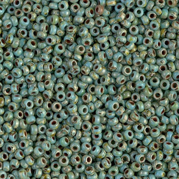 Seed Bead 11-4514 Miyuki Seed Beads Size 11/0 Opaque Turquoise Blue Picasso - Sold 10 grams - Diy Beads Store