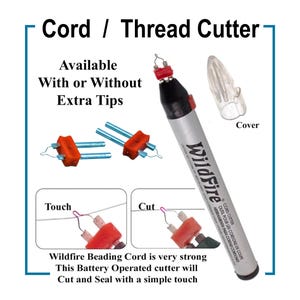 WILDFIRE THREAD CUTTER, Wildfire Battery Operated Heat Cord Cutter - with or without Replacement Tips- diyBeads