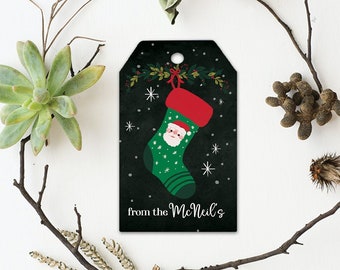 Custom Christmas Stocking Tags | 45 Choices of Christmas Stockings | Custom Text | 2 Choices Printed on Heavy Cardstock