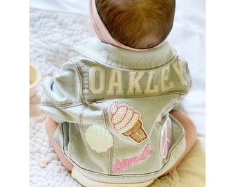 Personalized Baby Denim Jacket / Boho baby Jacket / Baby Girl Jacket / Custom Toddler Jacket / Personalized Kids Denim / Baby Shower Gift