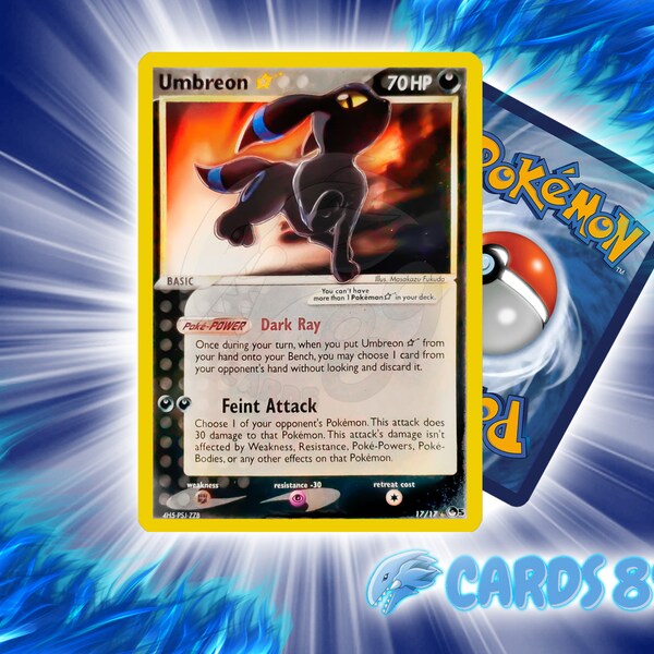 HANDMADE Pokemon Custom Card - Nachtara Umbreon Goldstar - Holographic - English