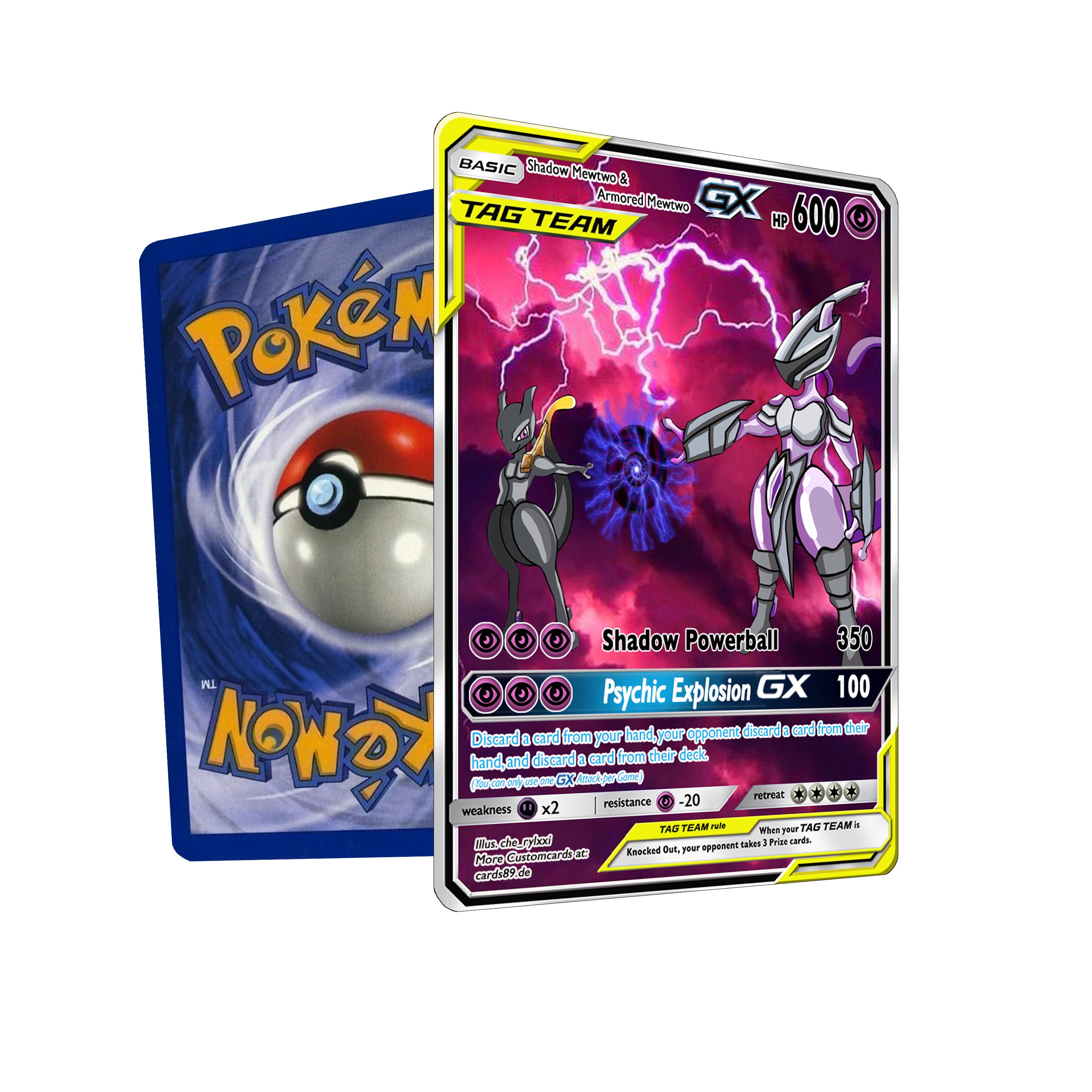 Shadow Mewtwo GX Full Art Custom Metal Pokemon Card – AcademGames