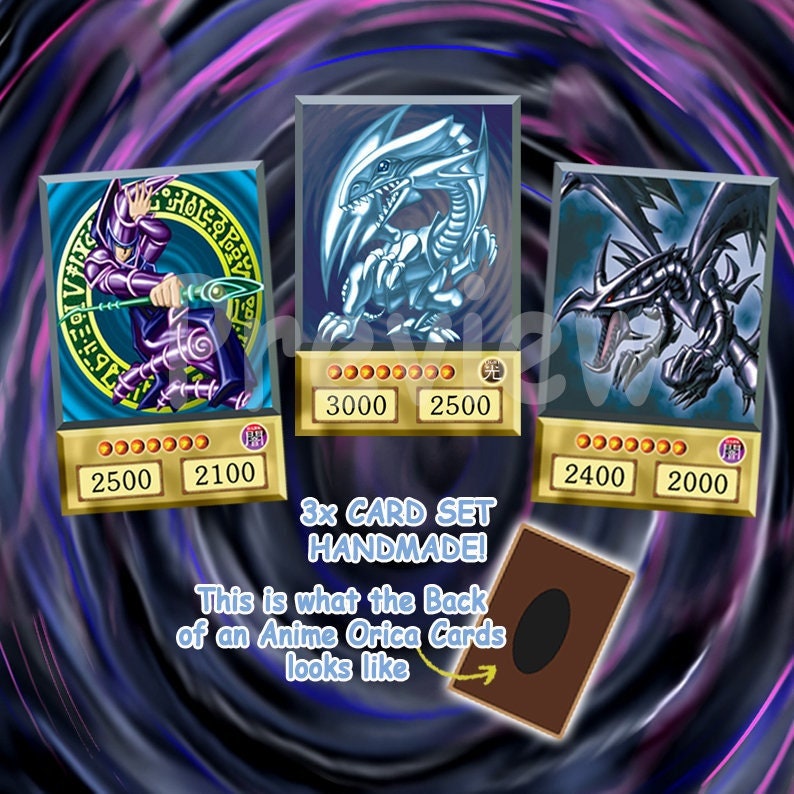 Orica Anime Cards Blue Eyes White Dragon, Dark Magician and Red Eyes Black Dragon 3x Cards SET Bild 1