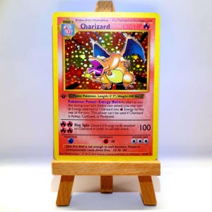 Charizard / Charizard - Partial StarHolo - Base Set 1 Edition - Pokemon Proxy Card