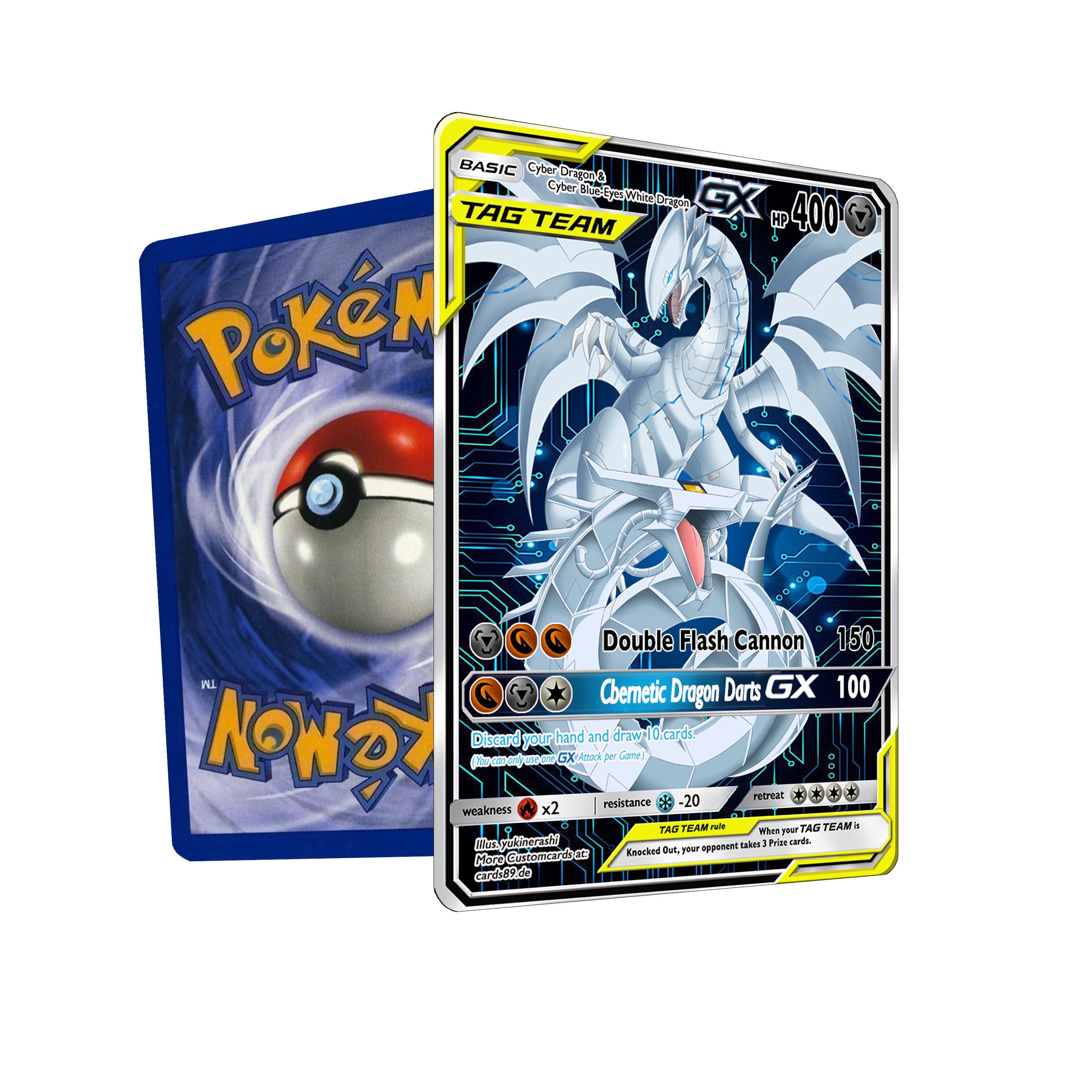 Custom Pokemon Holo Card Cyber Dragon and Cyber Blue Eyes W. - Etsy