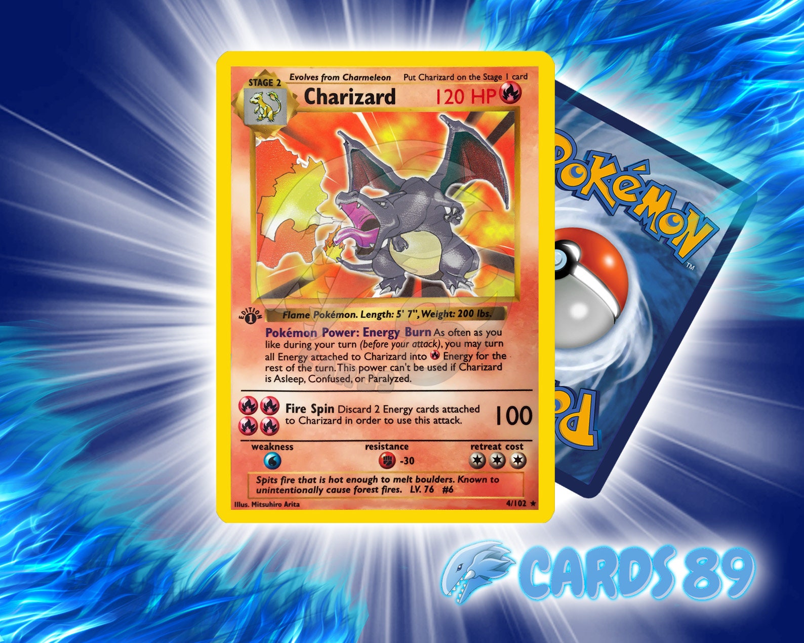 Pokemonster Card Blanks PNG FILE Fire Water Electric Ground Psychic Grass  Normal Steel Stadium Trainer File Only 