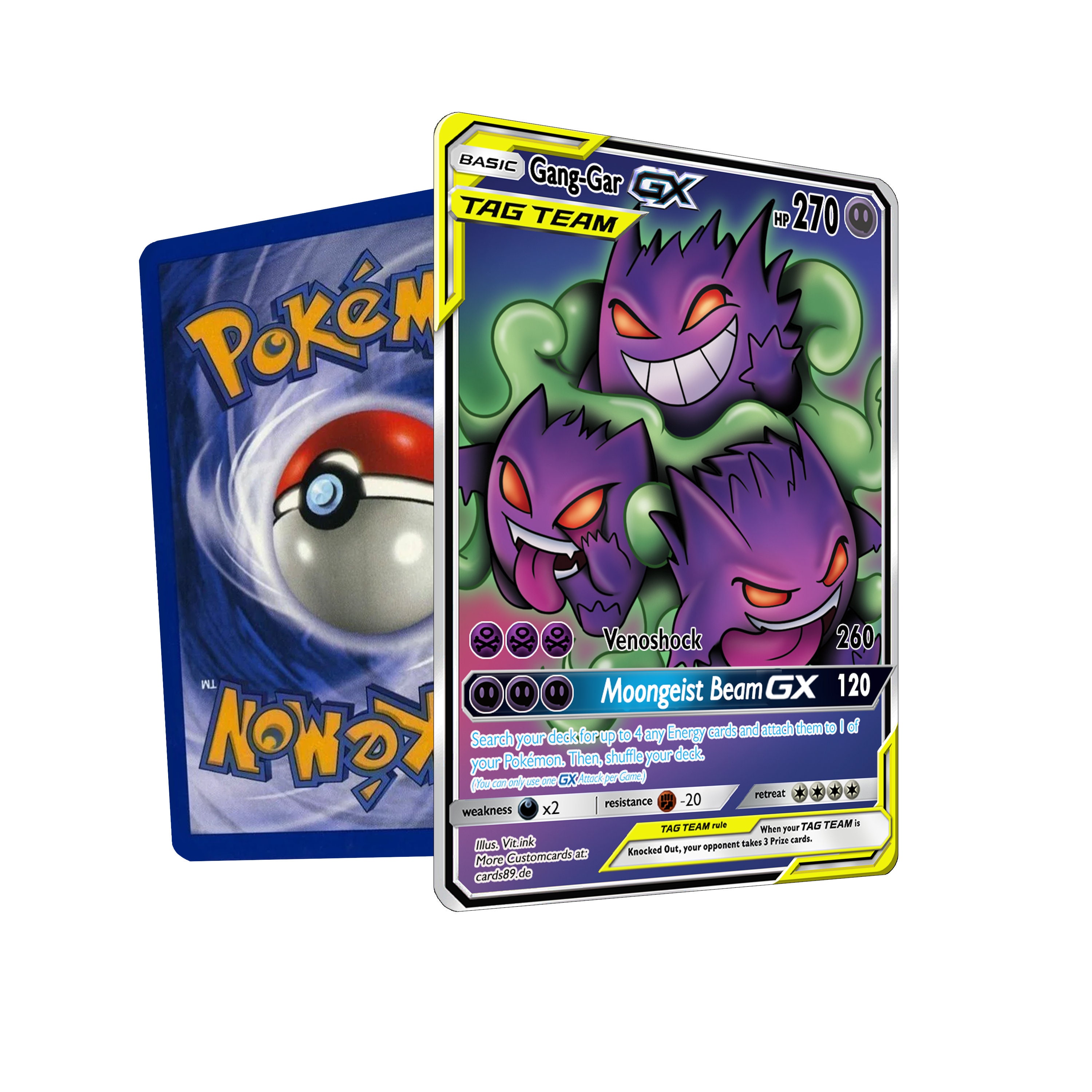 M Gengar & M Shiny Gengar Ex Proxy Pokemon Card Premium Quality Set 2 Cards