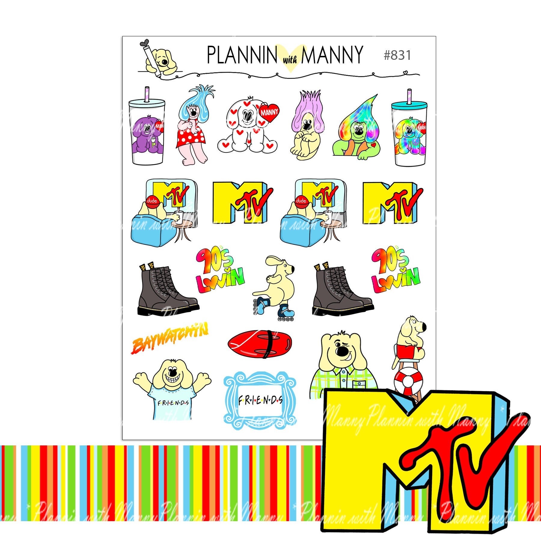 831 90Er Jahre Planner Sticker Sortiment Manny 90Er Jahre | Etsy