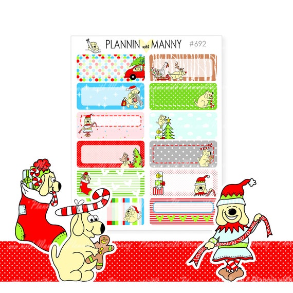 6 Half Box Merry Manny Christmas Stickers Etsy